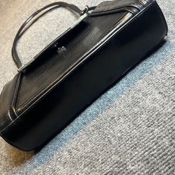 Marc Chantel MC Shoulder Bag Purse Womens Black Embossed Leather Silver Flower - Picture 7 of 10